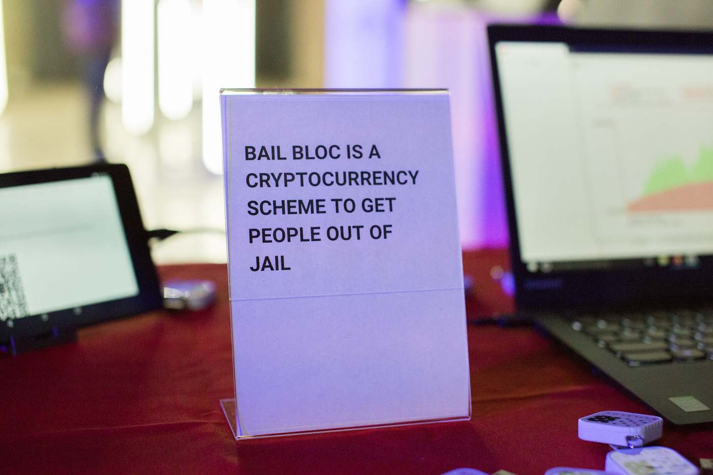 Presenting Bail Bloc at the Ethereal Summit, 2018.